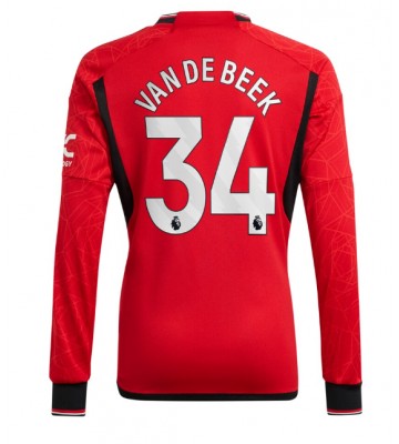 Manchester United Donny van de Beek #34 Replica Home Stadium Shirt 2023-24 Long Sleeve
